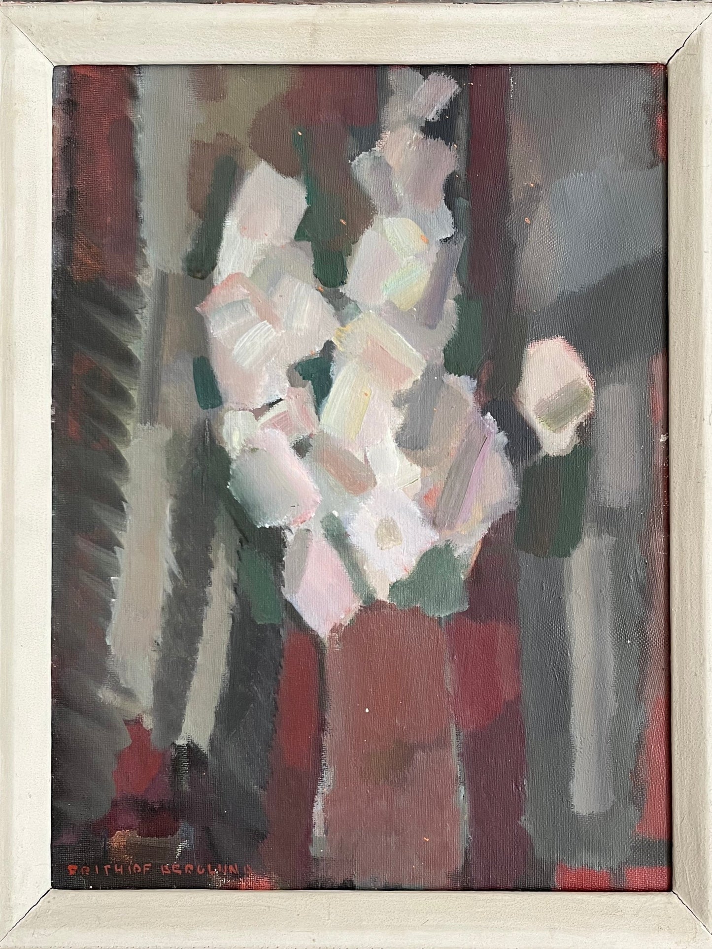 Roses in Red Vase