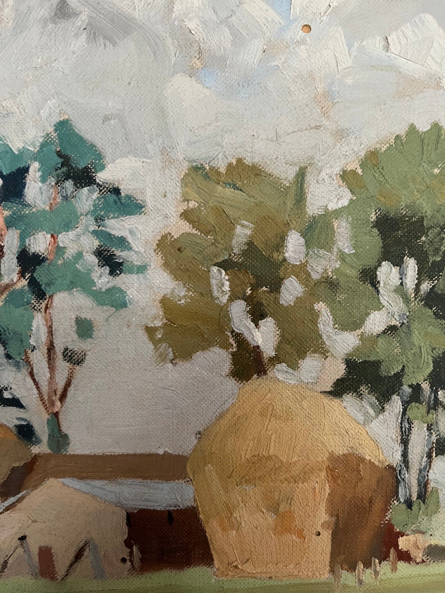 Farm with haystack