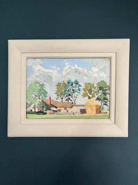 Farm with haystack